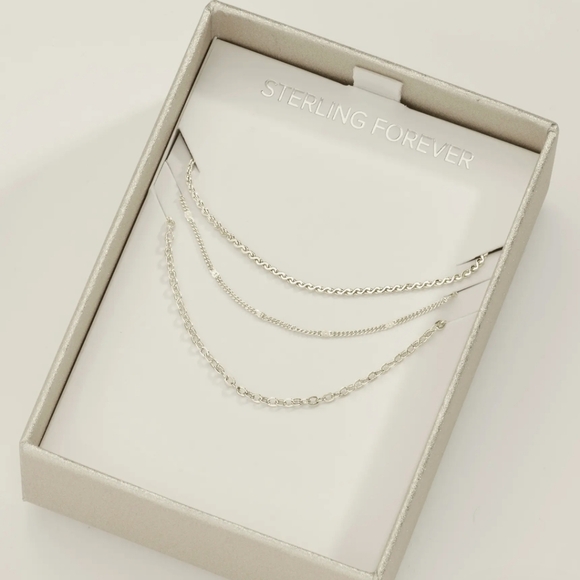 New Sterling Forever 3 Layered Necklace - Picture 4 of 4
